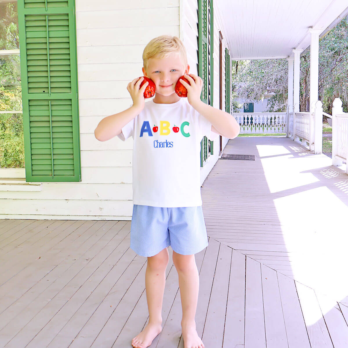 ABC Blue Windowpane Short Set