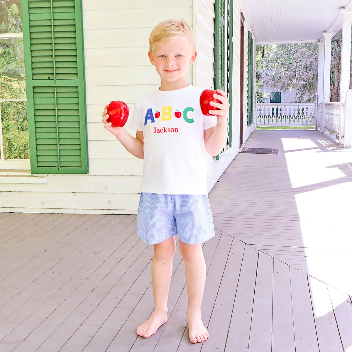 ABC Blue Windowpane Short Set