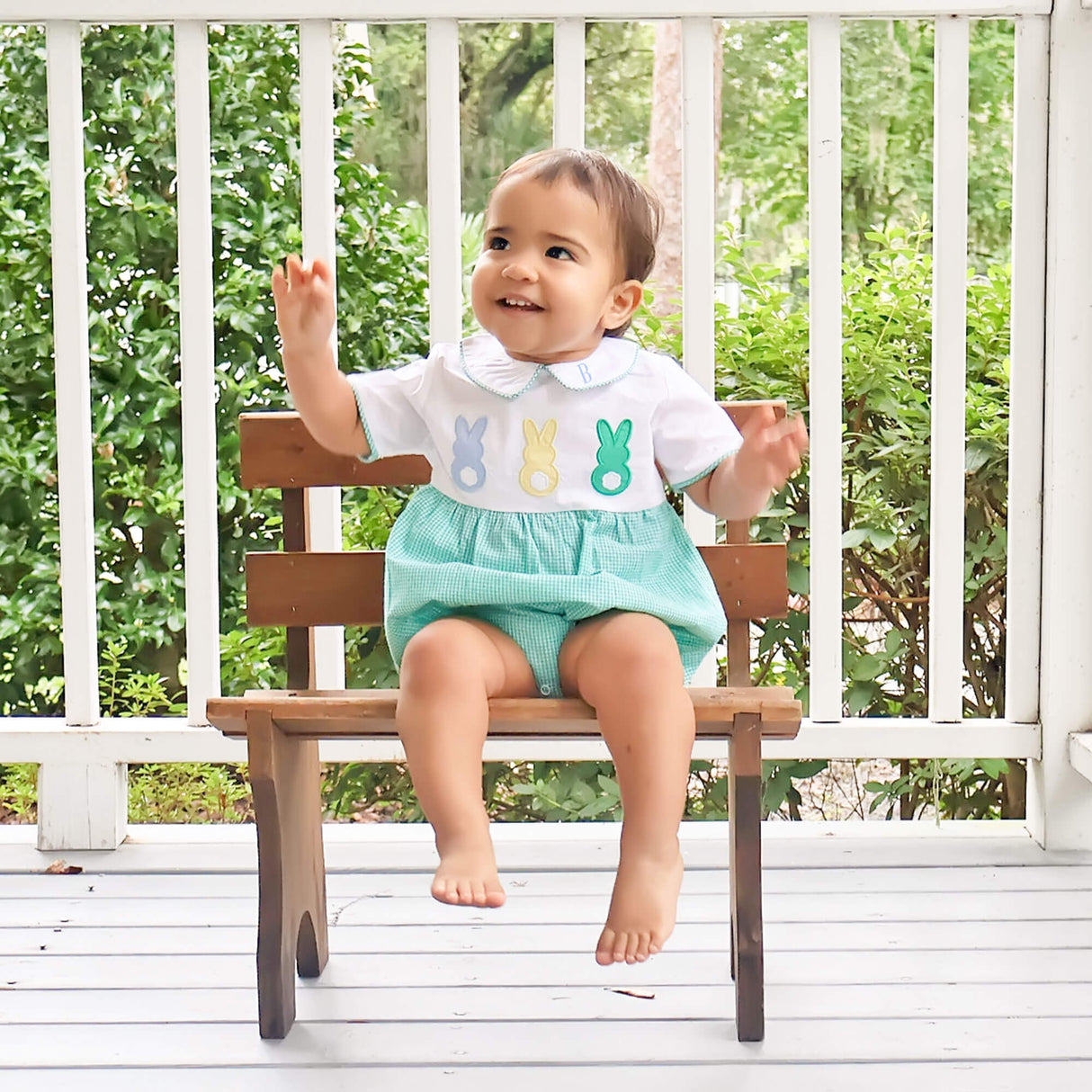 Peeps Green Gingham Collared Bubble