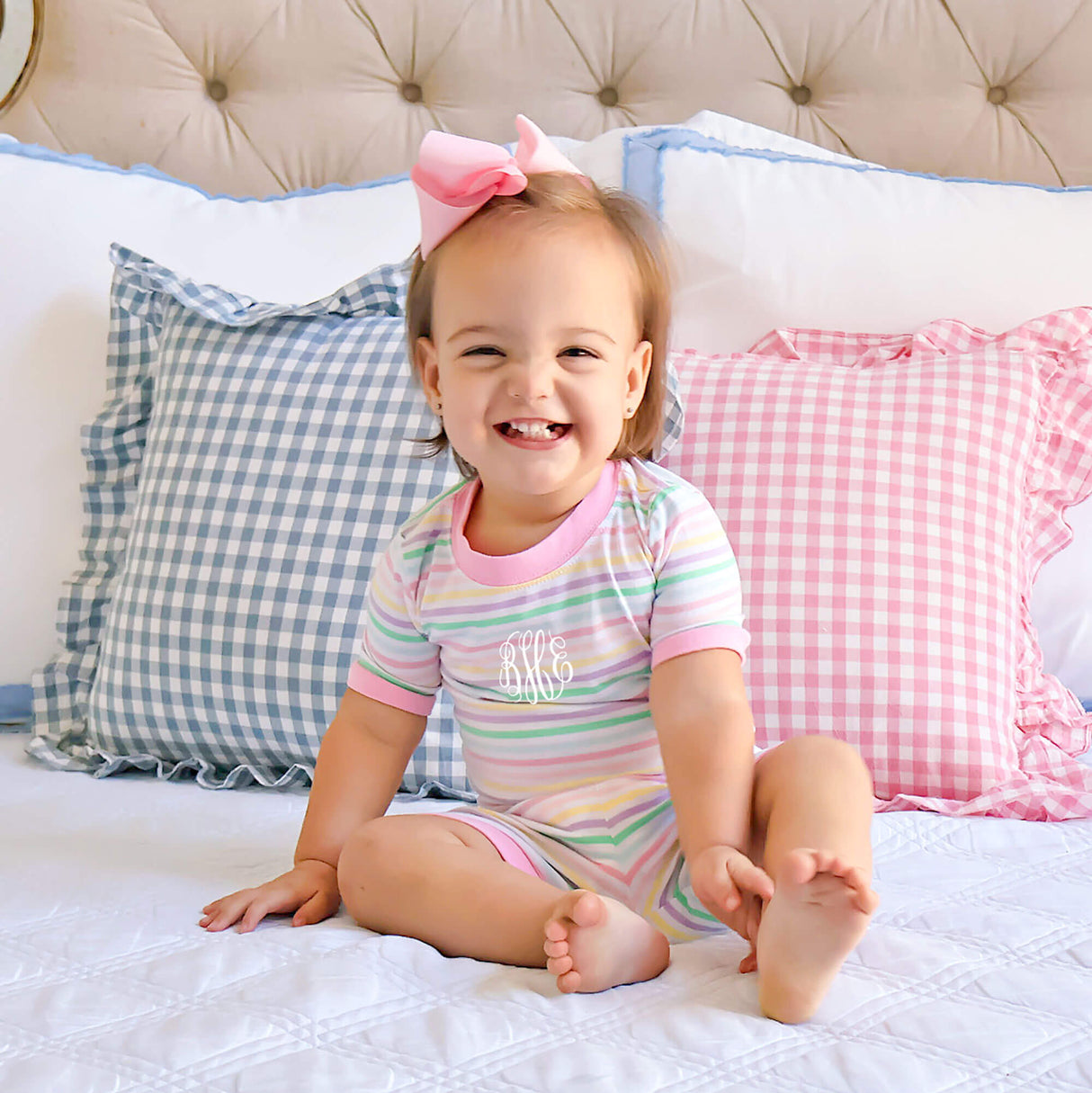 Pastel Pink Stripe Short Pajamas