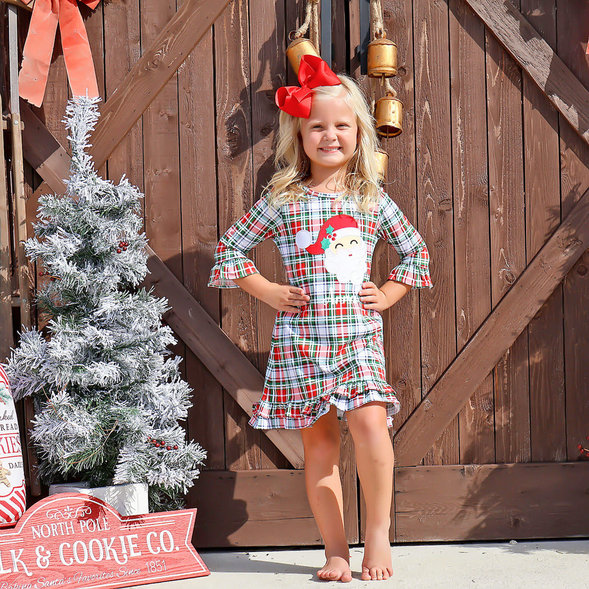 Happy Santa Sinclair Plaid Milly Dress by Classic Whimsy - Dresses