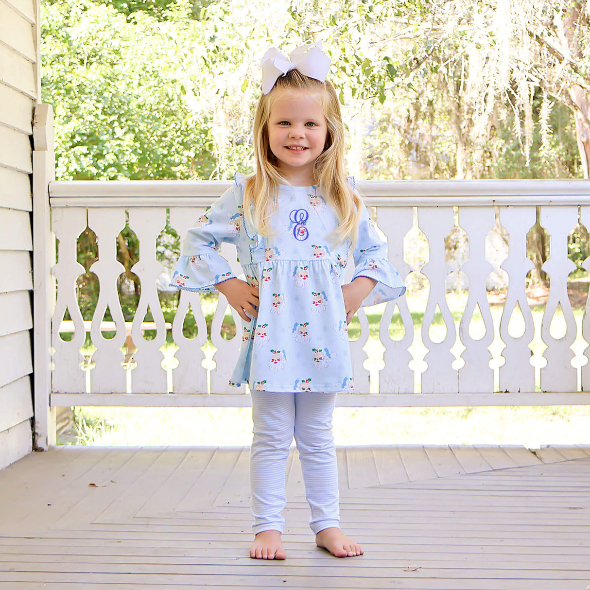 Vintage Santa Blue Olivia Legging Set