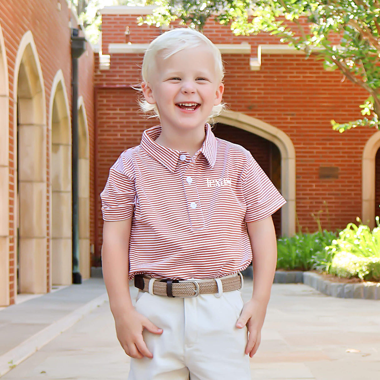 Burnt Orange Stripe Polo