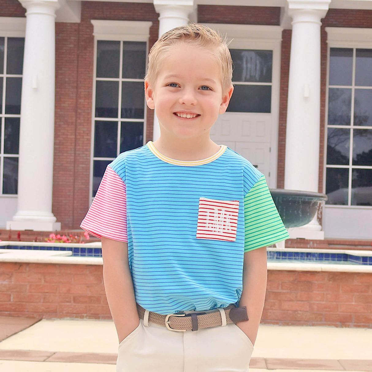 Colorblock Stripe Short Sleeve Pocket Shirt