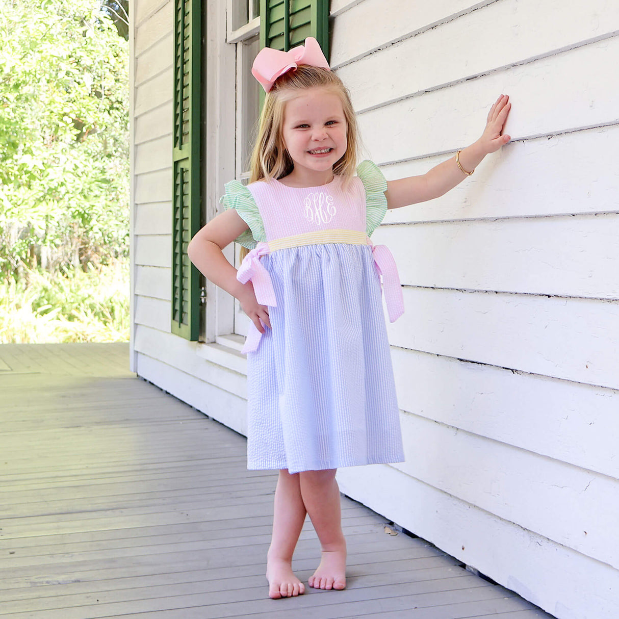 Multi Stripe Seersucker Avery Dress