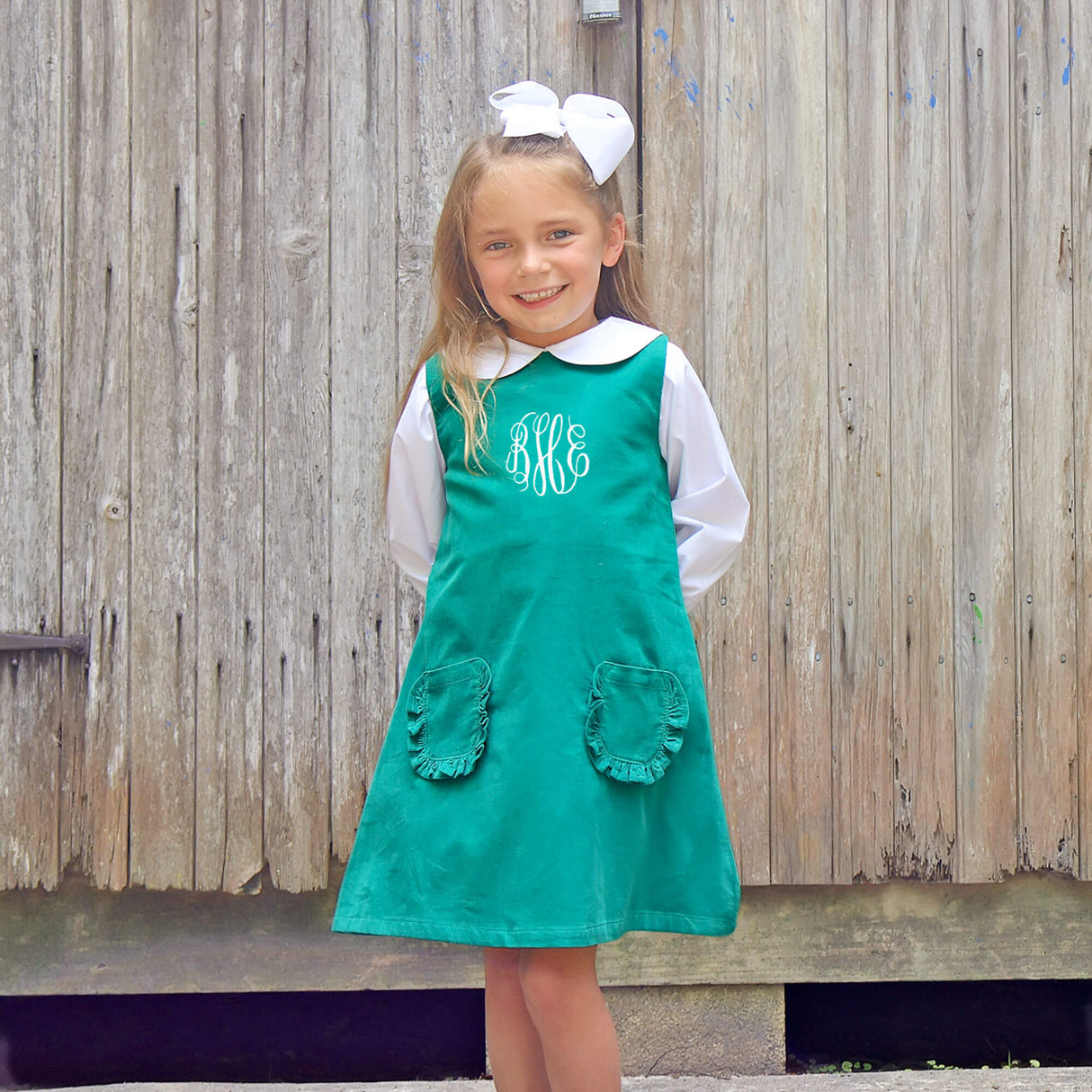 Green Corduroy Graycen Jumper Dress