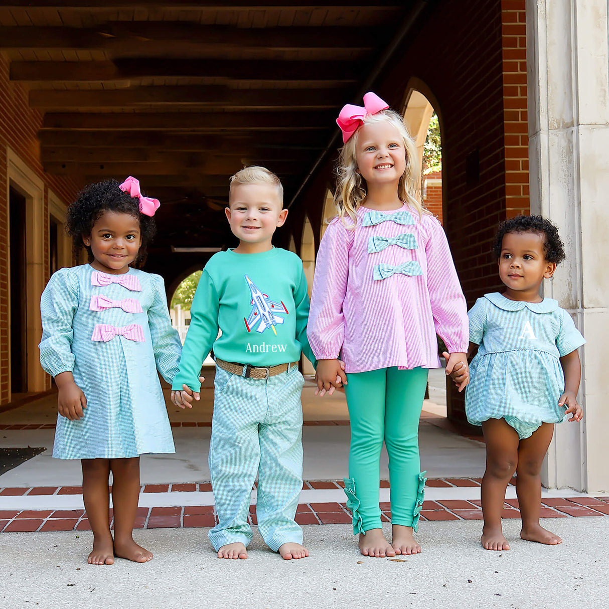 Mint Green & Pink Gingham Coco Legging Set