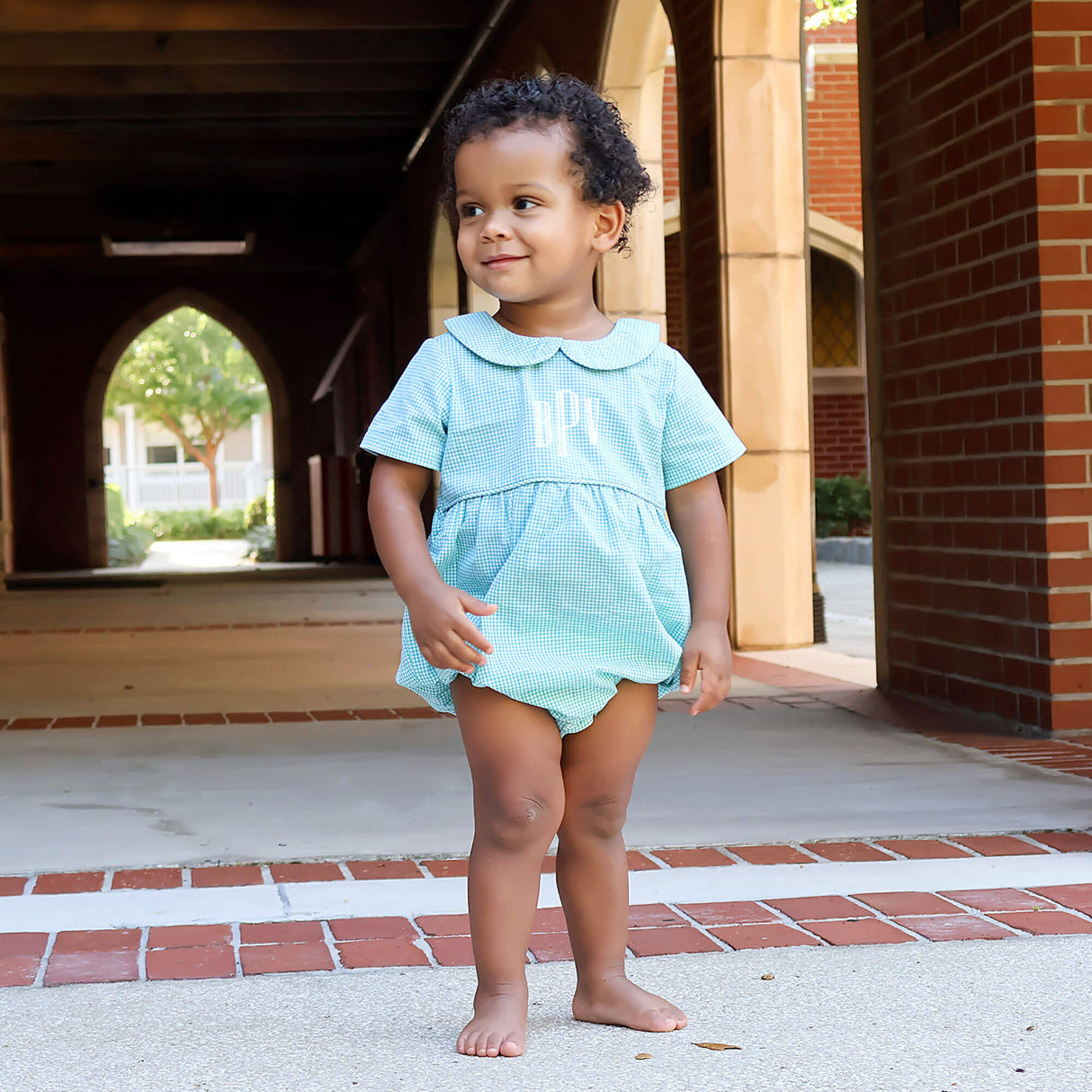 Mint Green Gingham Collared Bubble