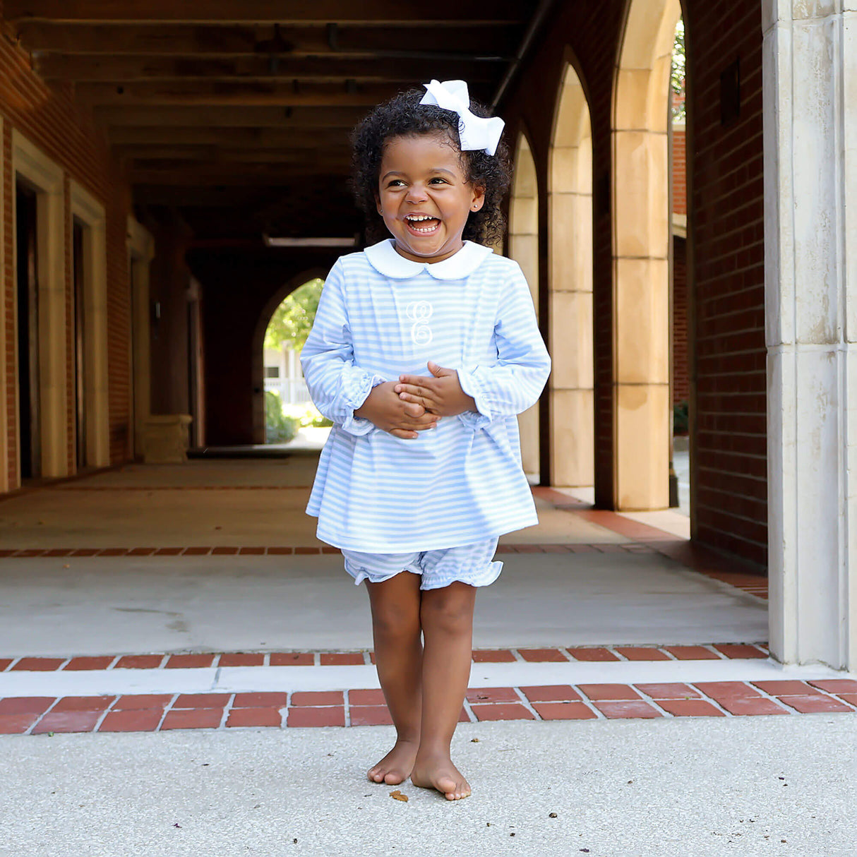 French Blue Stripe Riley Bloomer Set