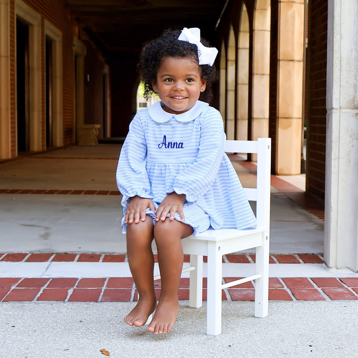 French Blue Stripe Riley Bloomer Set