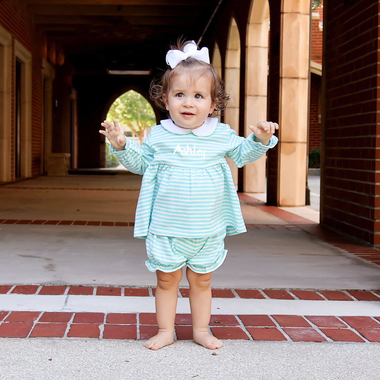 Turquoise Stripe Riley Bloomer Set
