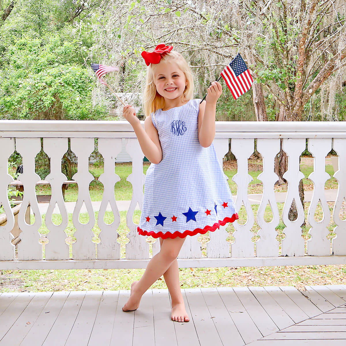 Star Spangled Light Blue Gingham Eleanor Dress