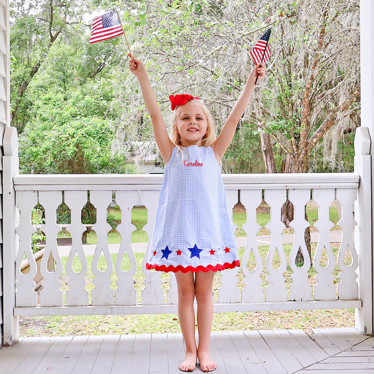 Star Spangled Light Blue Gingham Eleanor Dress