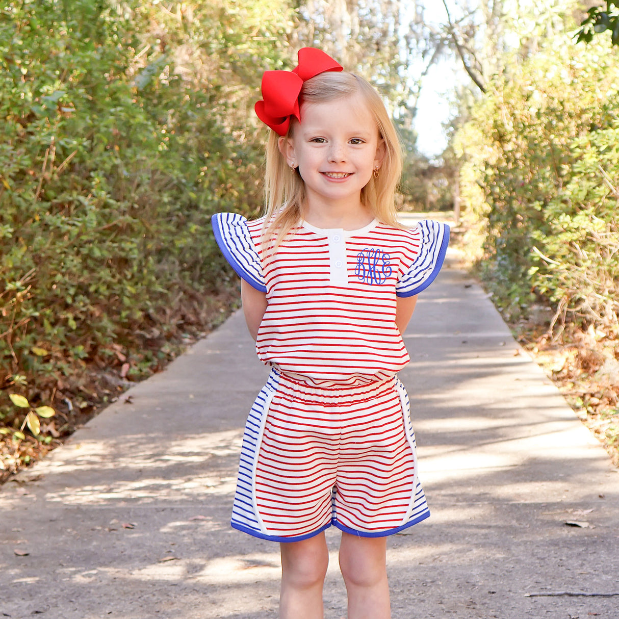 Patriotic Colorblock Jade Short Set