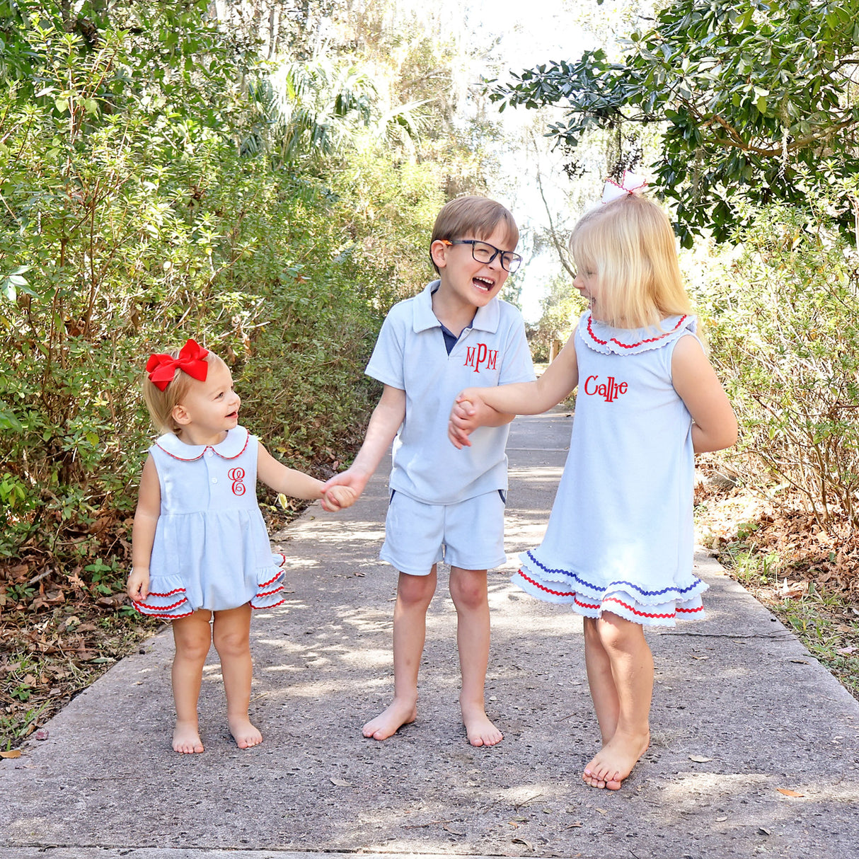 Light Blue Terry Polo Short Set