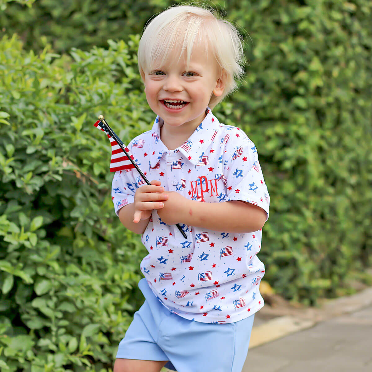Flag Print Polo Shirt