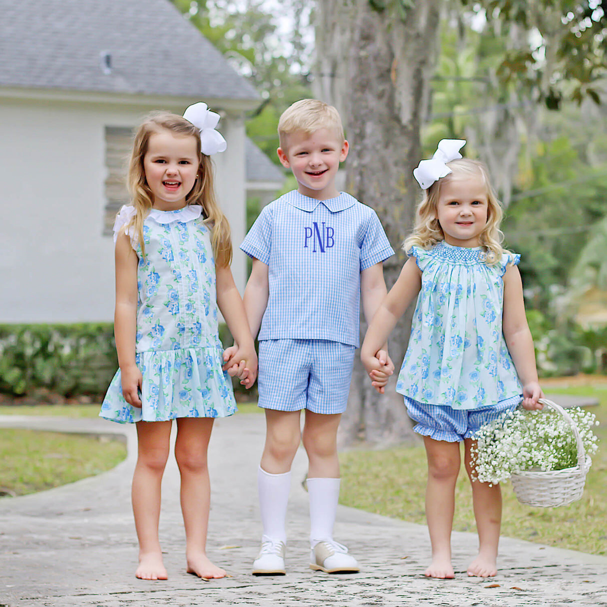 Blue Gingham Collared Short Set