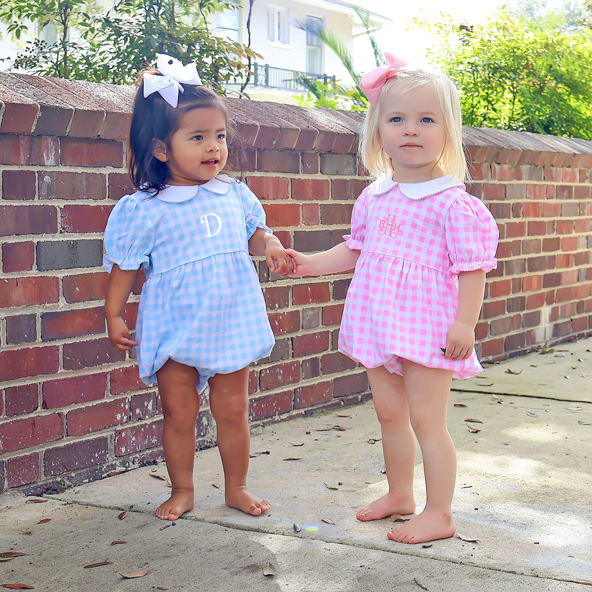 Riley Gingham Knit Bubble Blue