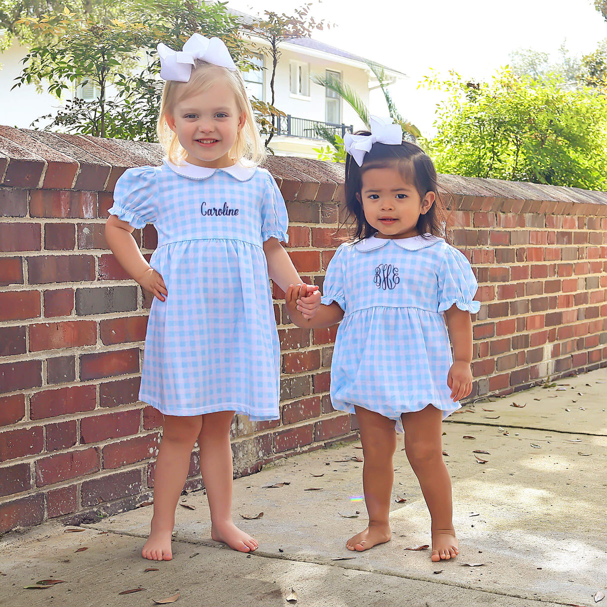 Riley Gingham Knit Bubble Blue