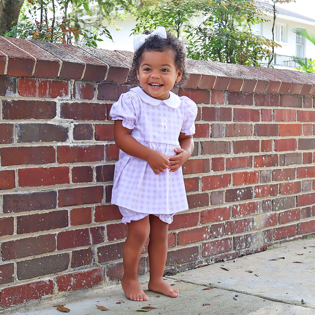 Riley Gingham Knit Bloomer Set Lavender