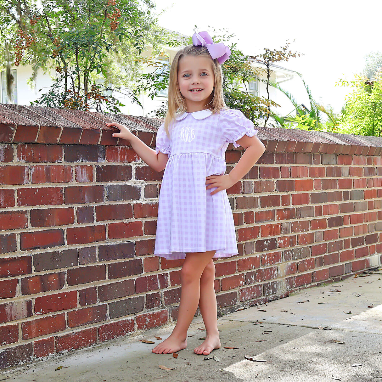 Riley Gingham Knit Dress Lavender