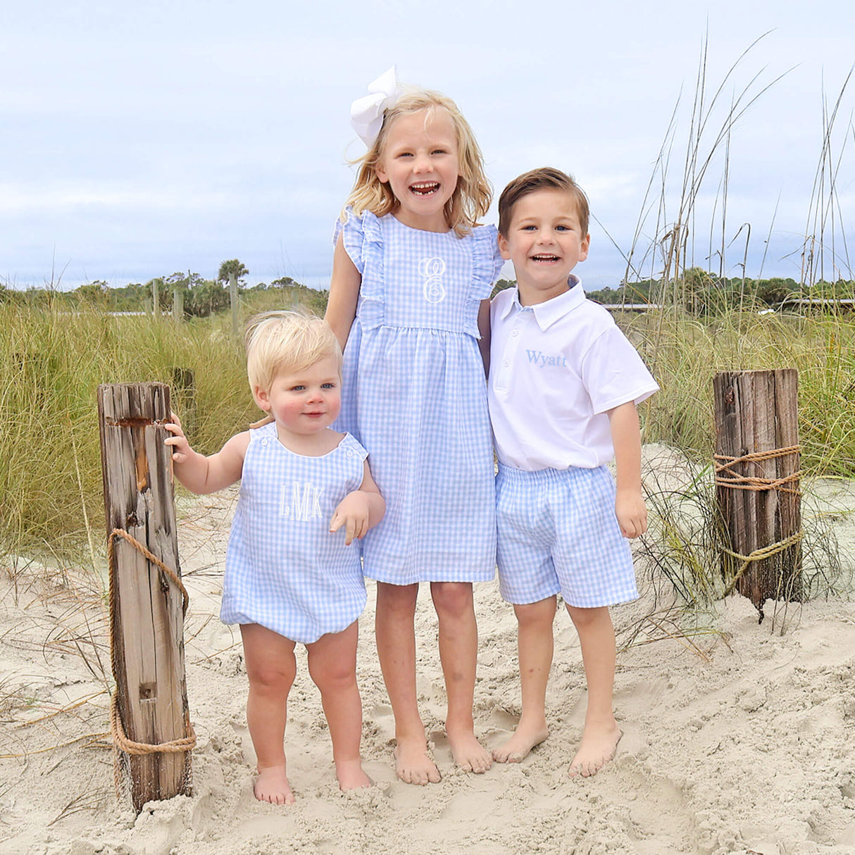 Pastel Blue Gingham Polo Short Set