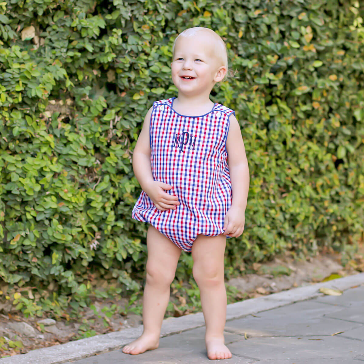 Patriotic Blue & Red Gingham Sun Bubble