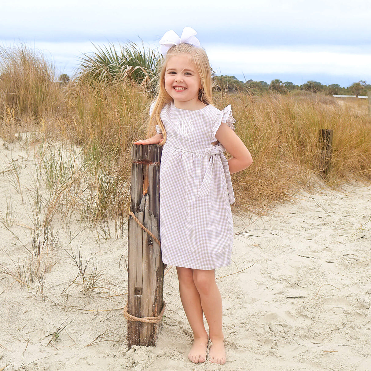 Khaki Gingham Avery Dress