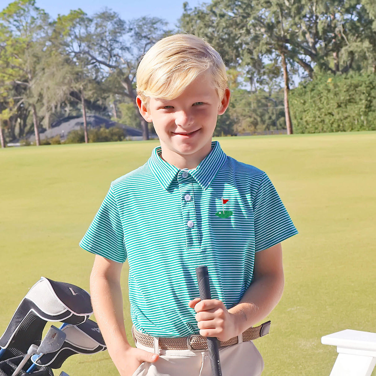 Emerald Green Stripe Polo