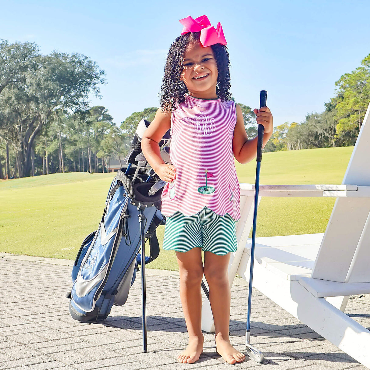 Golf Life Pink Stripe Cleo Short Set
