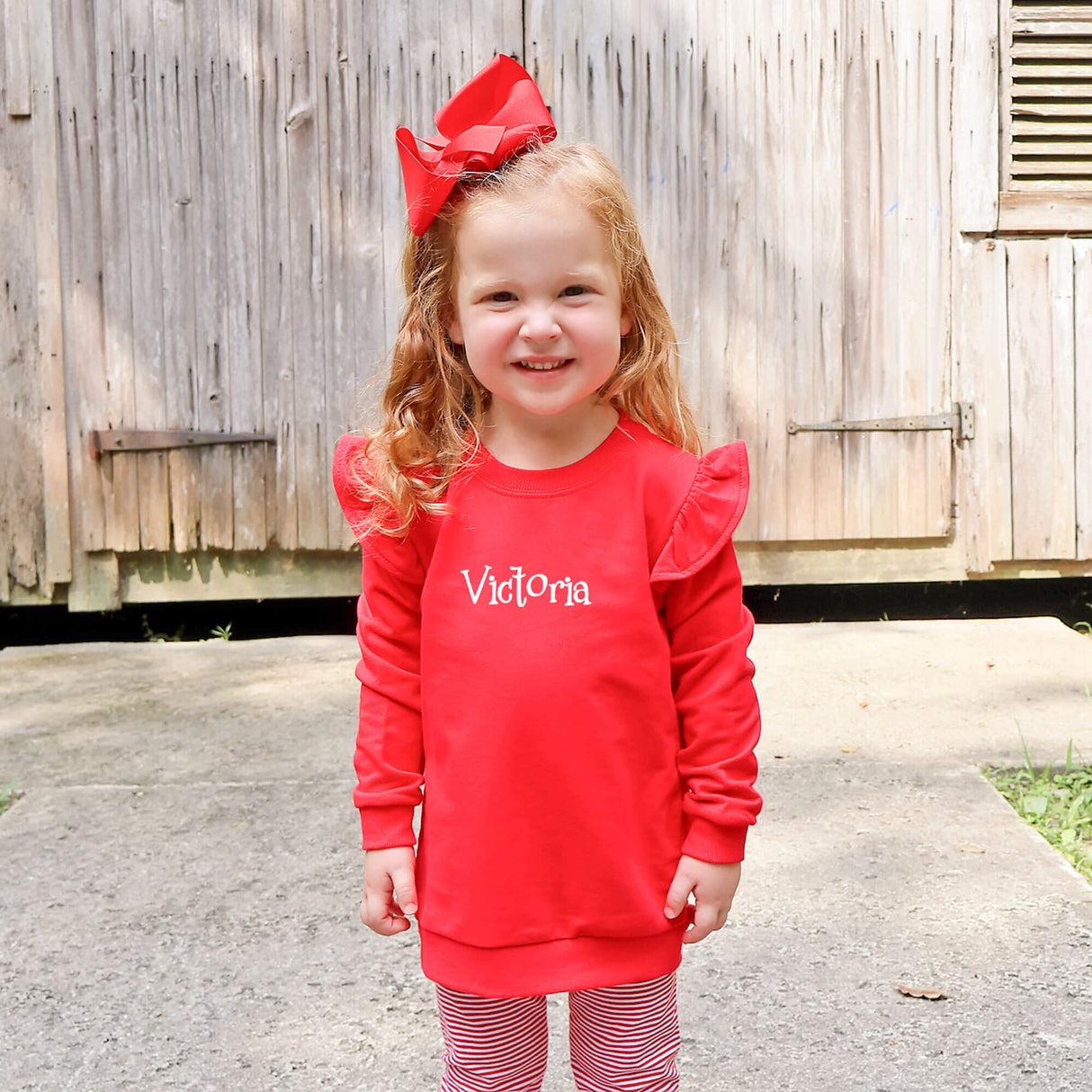 Red Ruffle Sweatshirt