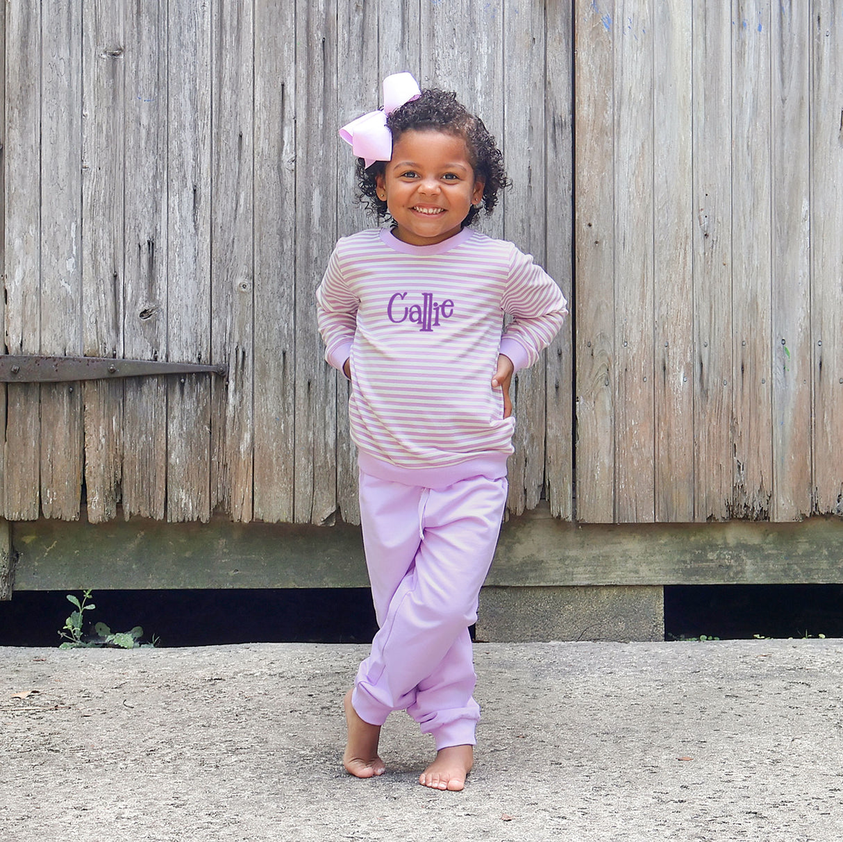 Lavender Stripe Jogger Set
