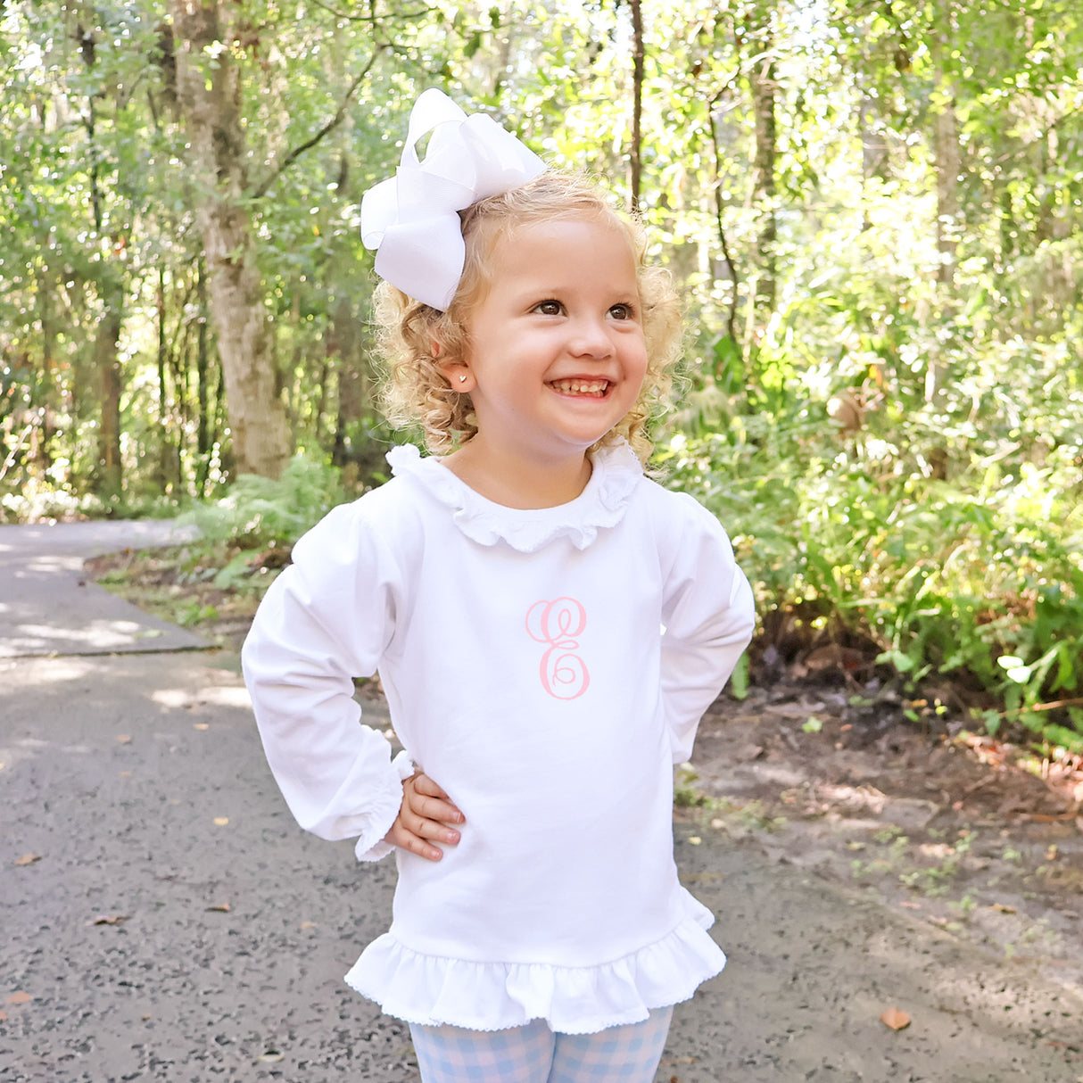 White Long Sleeve Ruffle Top