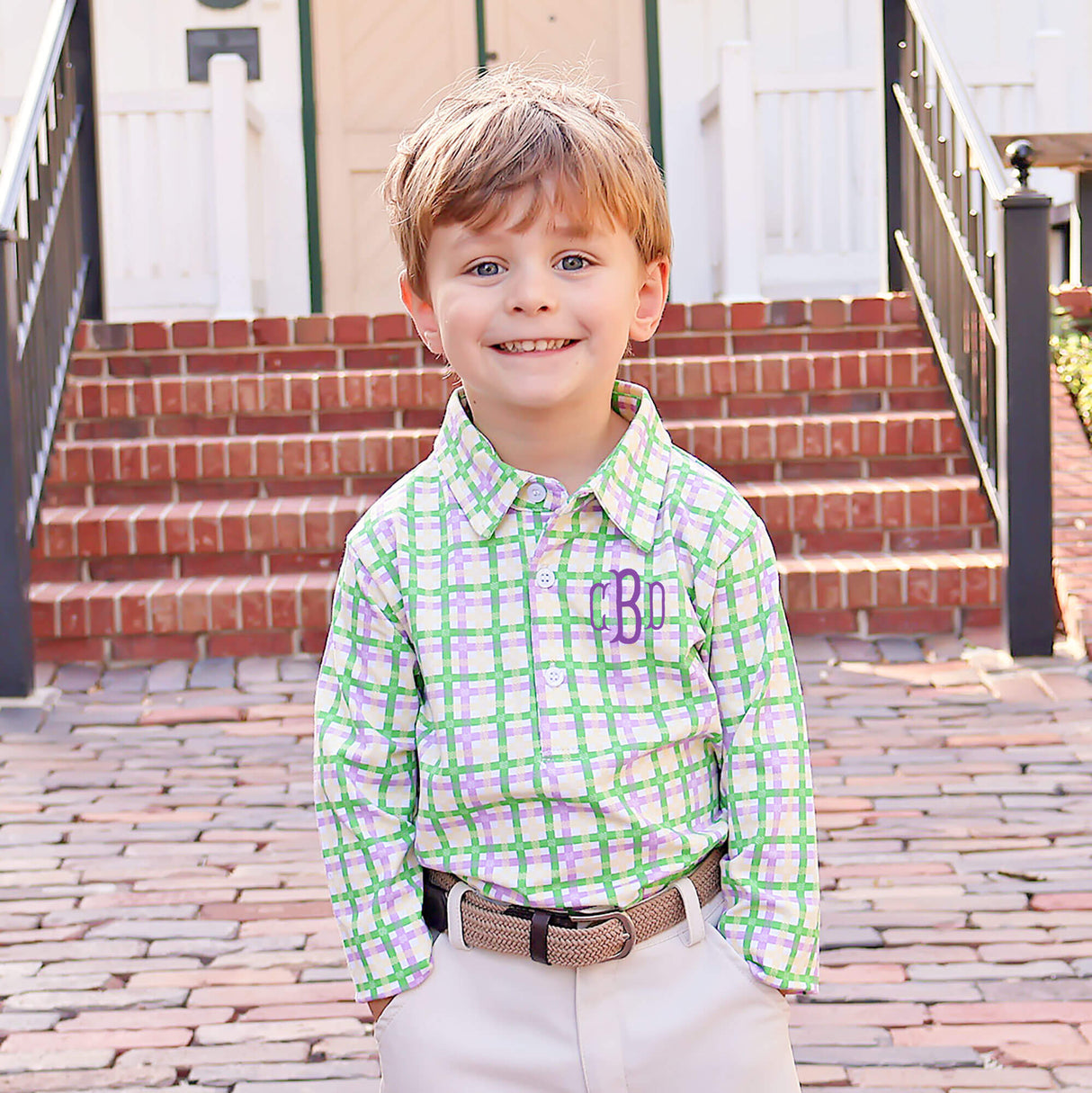 Mardi Gras Plaid Polo