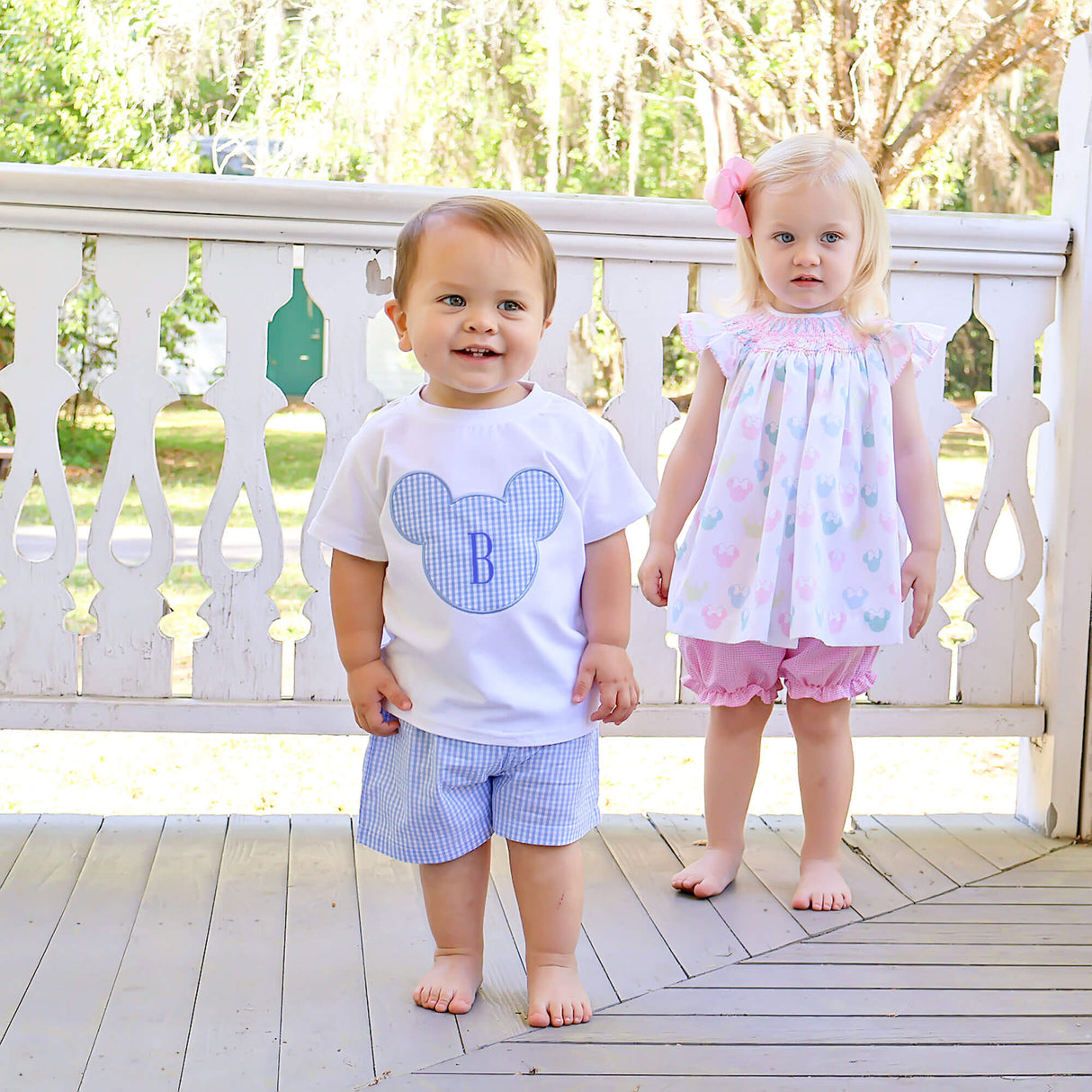 Pastel Mouse Ears Smocked Angel Sleeve Bloomer Set