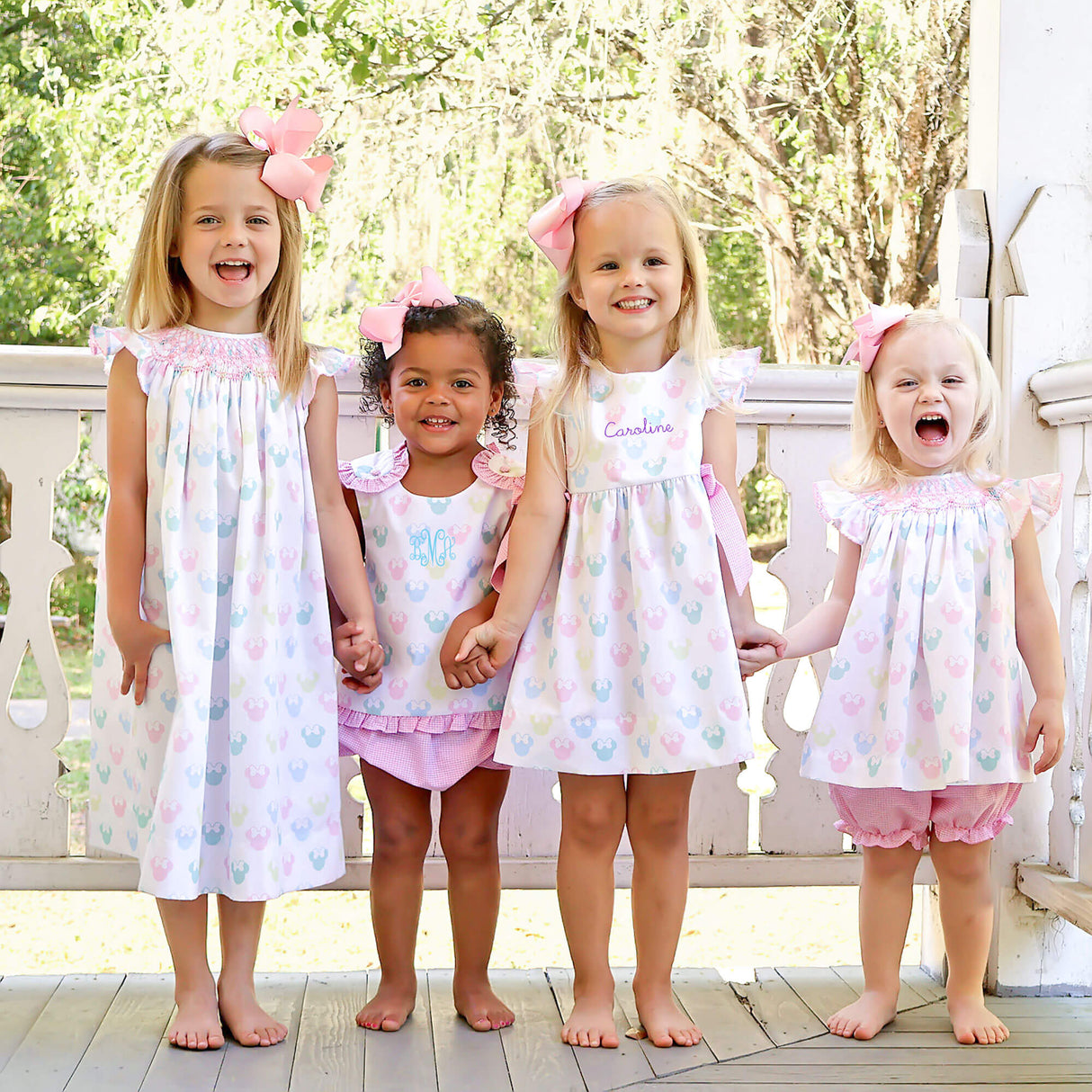 Pastel Mouse Ears Smocked Angel Sleeve Bloomer Set