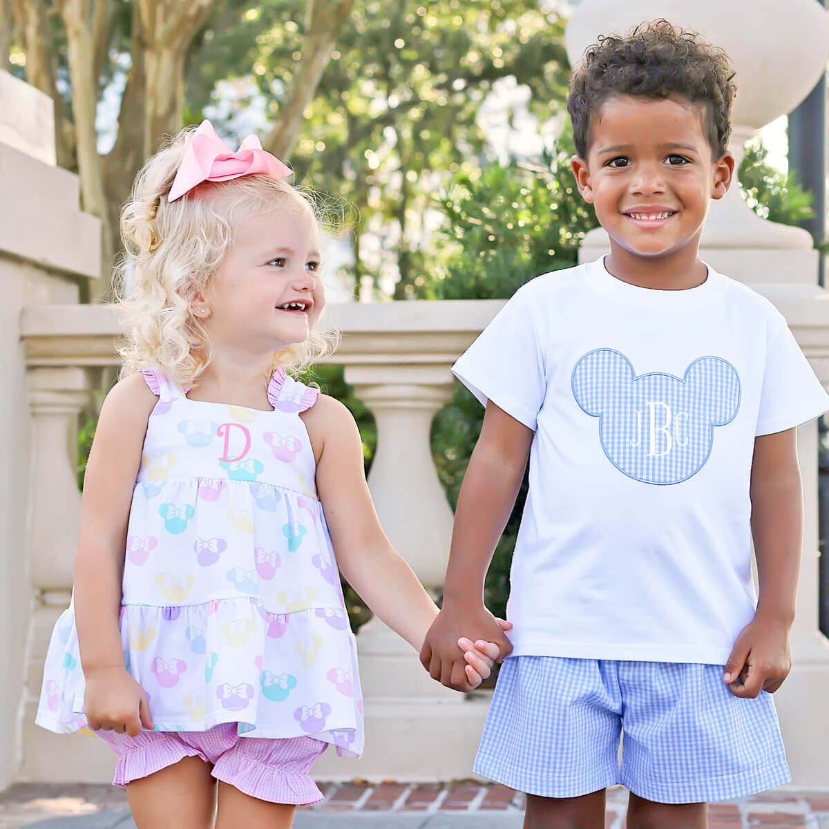 Light Blue Gingham Mouse Ears Short Set