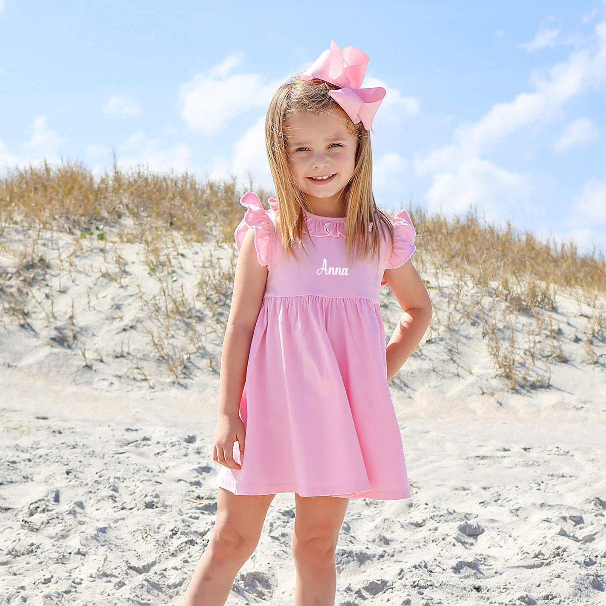 Colette Ruffle Collar Pink Knit Dress