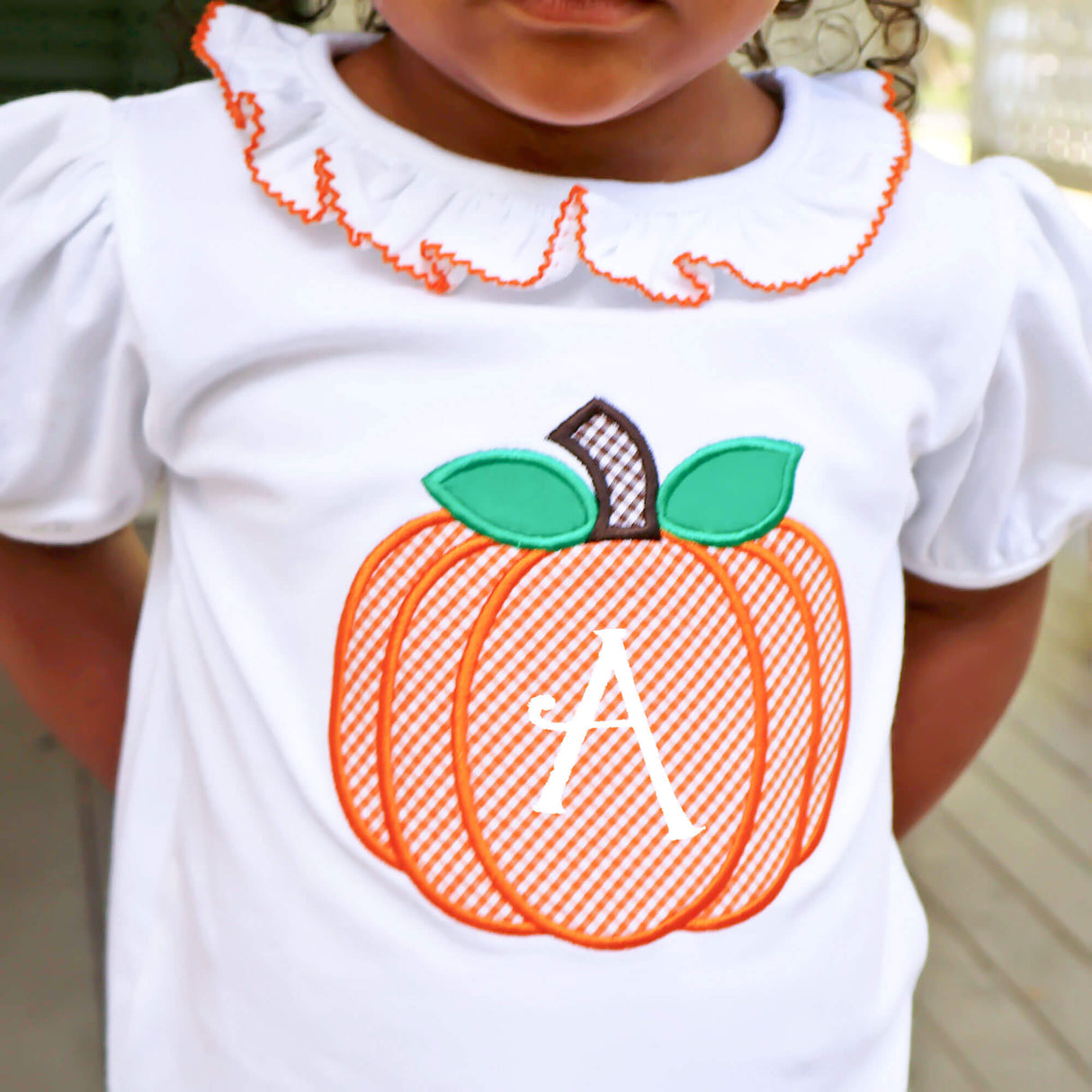 Pumpkin White Ruffle Top