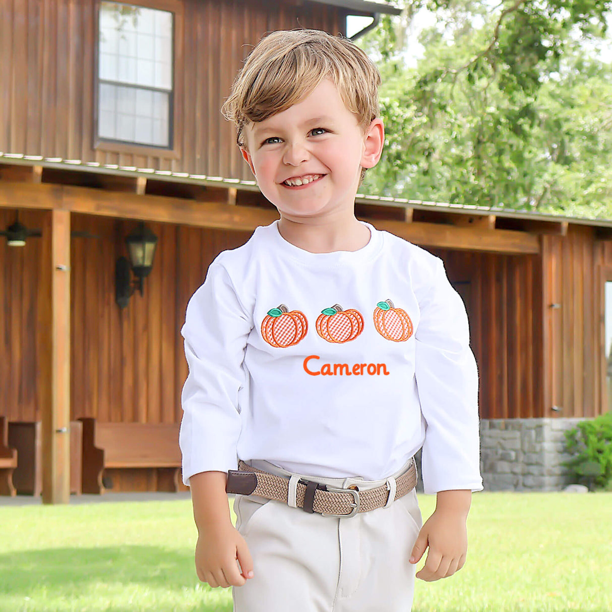 Pumpkin Trio White Long Sleeve Shirt