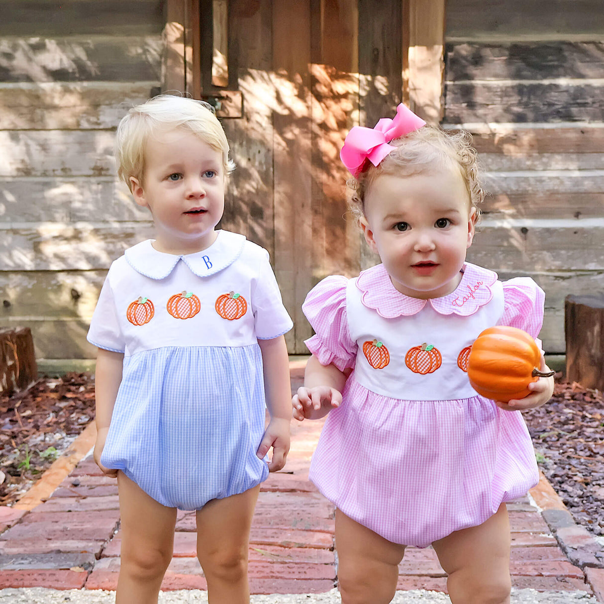 Pumpkin Trio Pink Gingham Bubble