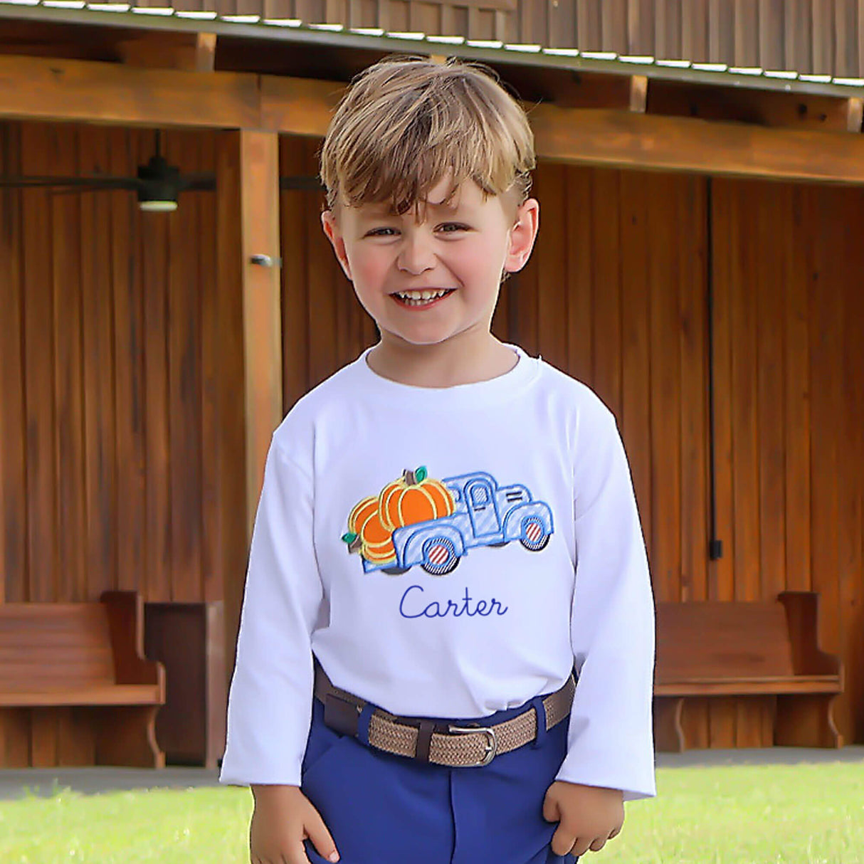 Pumpkin Truck White Long Sleeve Shirt