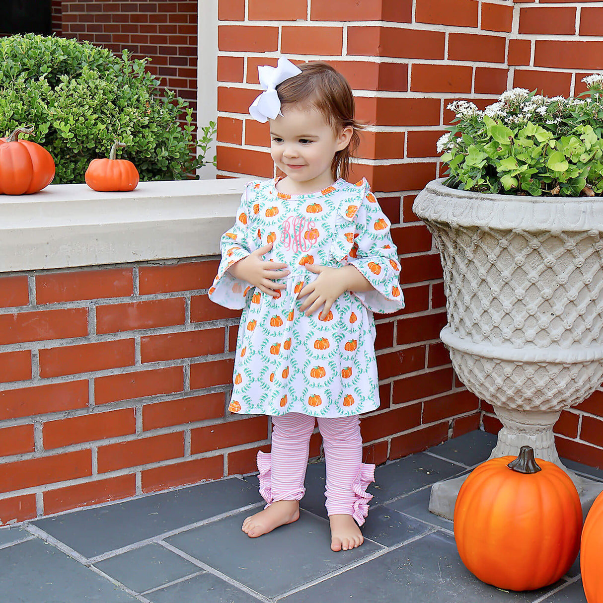 Pumpkin Splendor Pink Stripe Olivia Legging Set