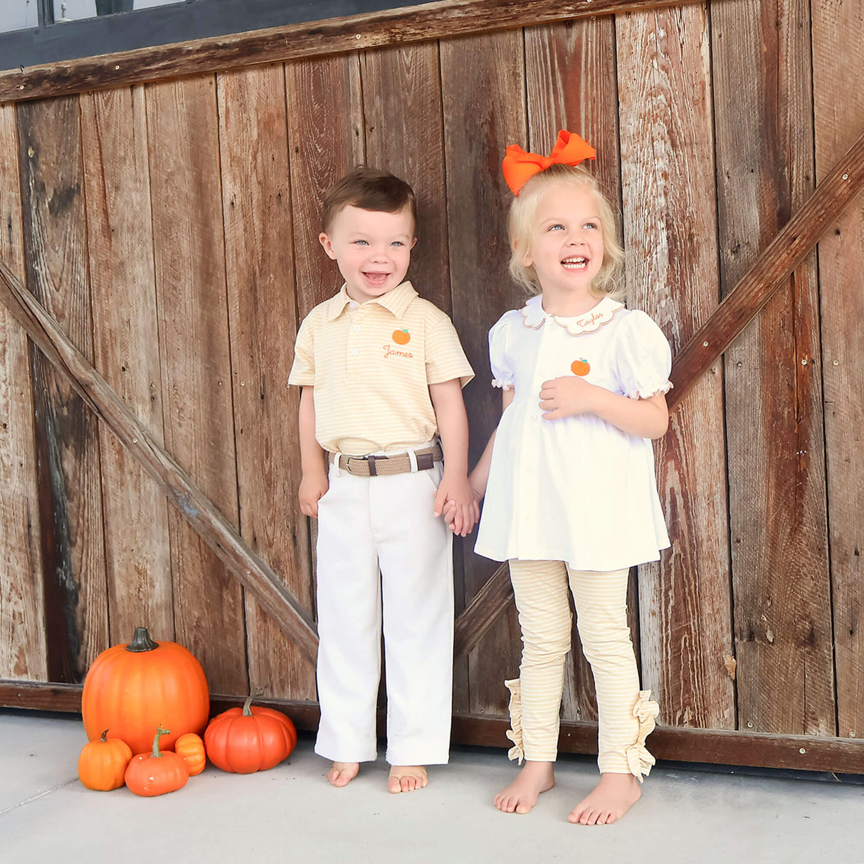 Sweet Pumpkin Tan Stripe Lola Legging Set
