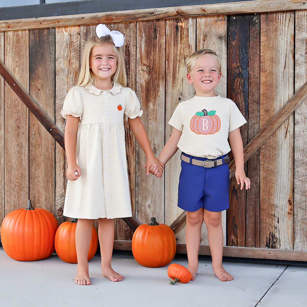 Sweet Pumpkin Tan Stripe Lola Dress