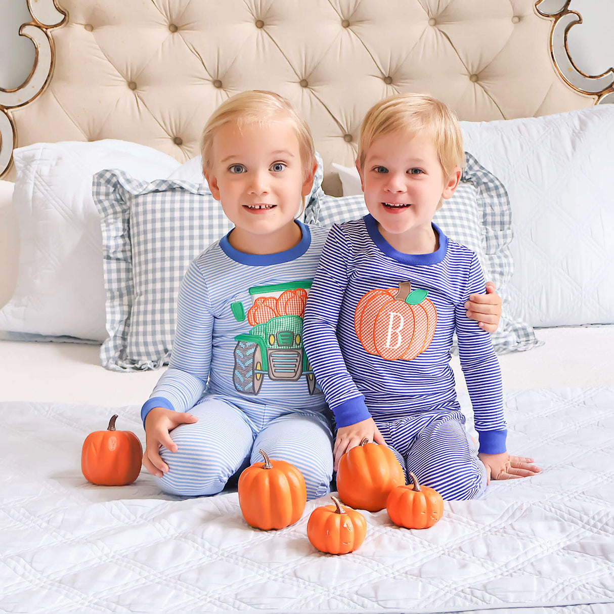 Pumpkin Royal Blue Stripe Pajamas