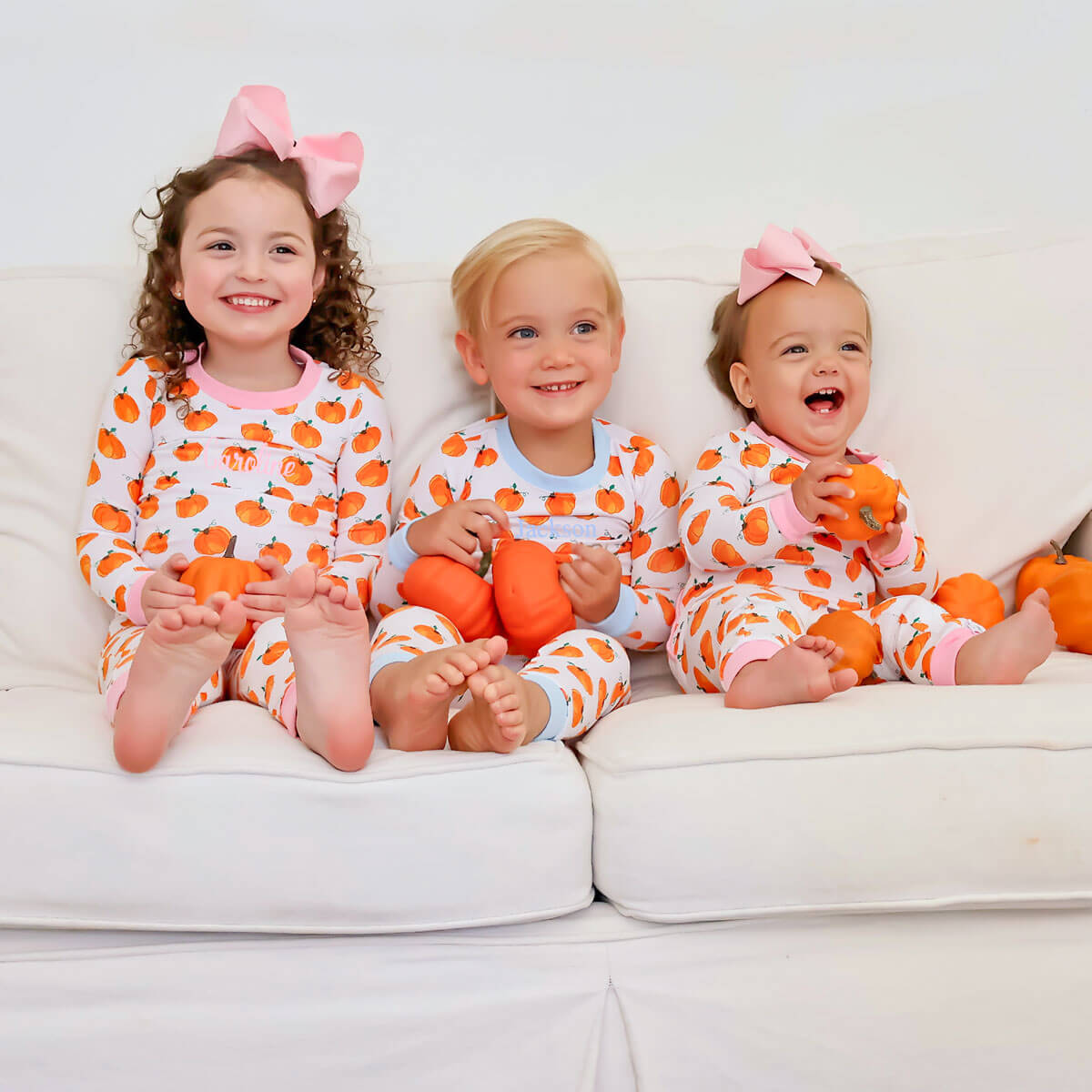 Bountiful Pumpkin Zip Sleeper Pink Trim