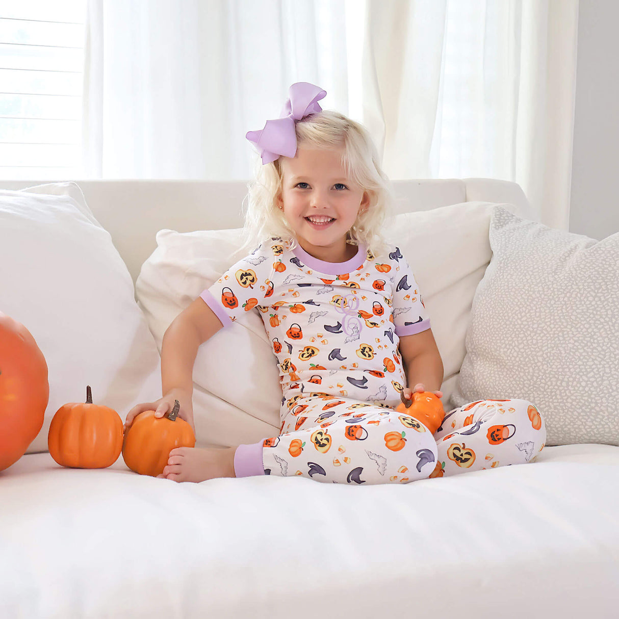 Halloween Print Purple Trim Pajamas