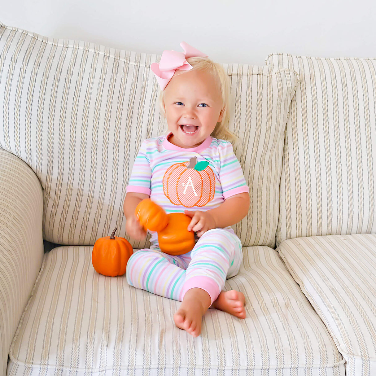 Pumpkin Pastel Pink Stripe Pajamas