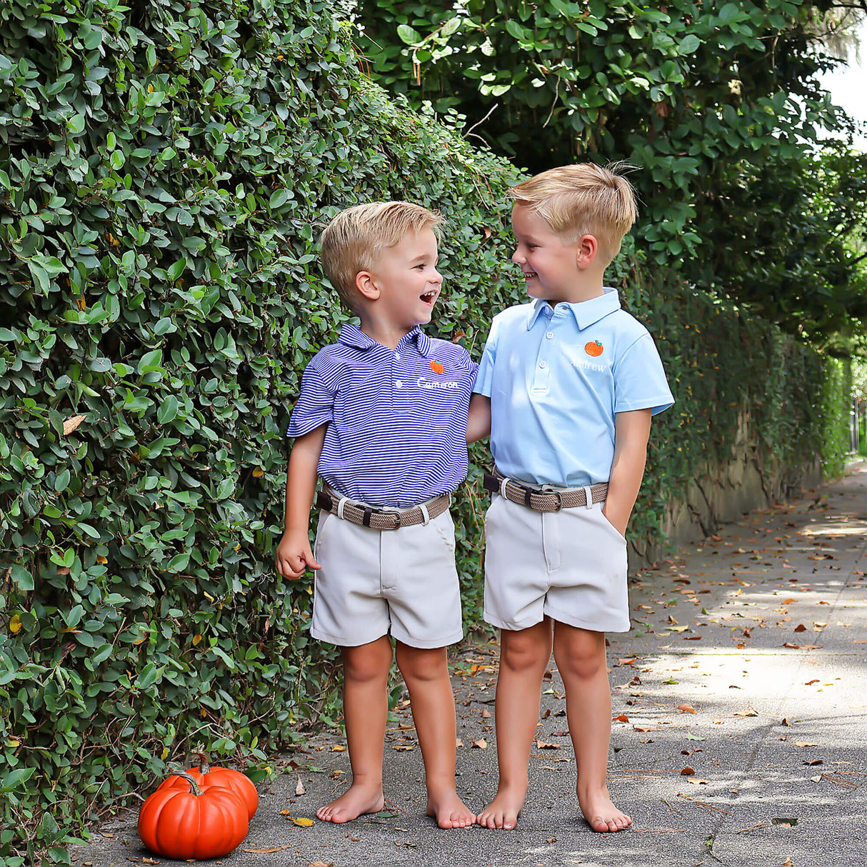 Pumpkin Embroidered Light Blue Polo